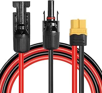 Solar to XT60 Extension Cable 10AWG 6FT Solar Connector to XT60 Adapter Cable for Solar Panel to Portable Power Station Solar Generator Battery Pack
