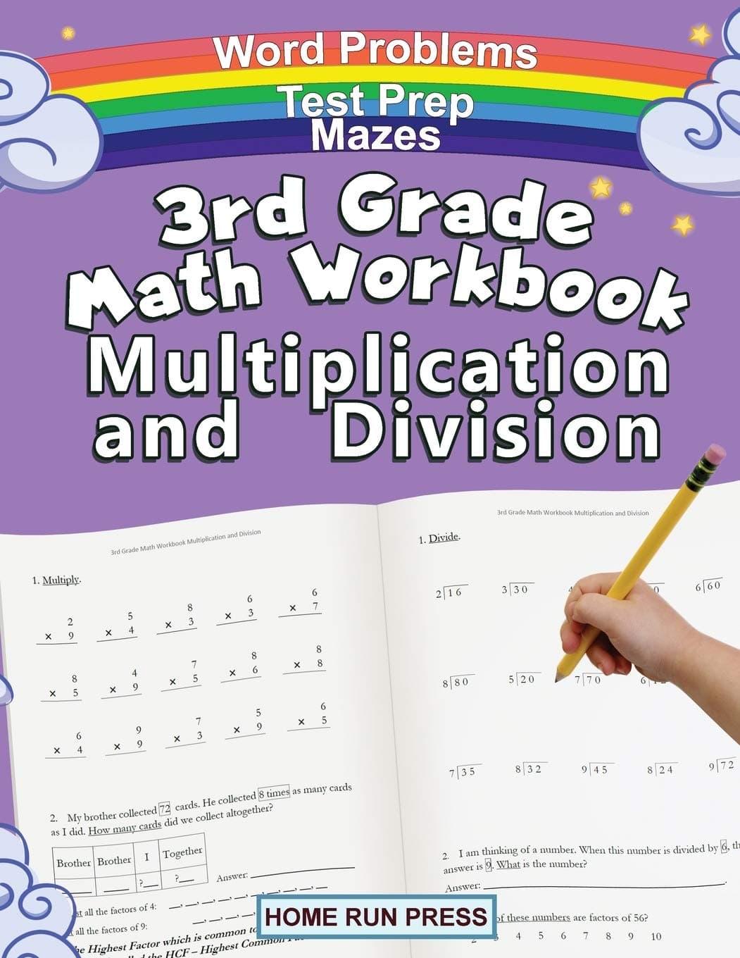 Home Run Press, LLC 3rd Grade Math Workbook Multiplication and Division: Grade 3, Grade 4, Test Prep, Word Problems