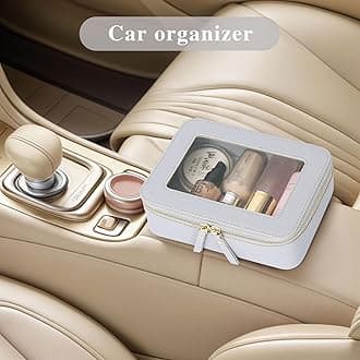 Clear Travel Makeup Bag with Brush Case Portable Transparent Cosmetic Bag and Toiletry Bag Waterproof Makeup Organizer with Zipper Car Essential for Women (Gray, M+Slim)