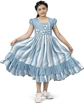 Fashion Dream Girls Cotton Stripe Western Dress