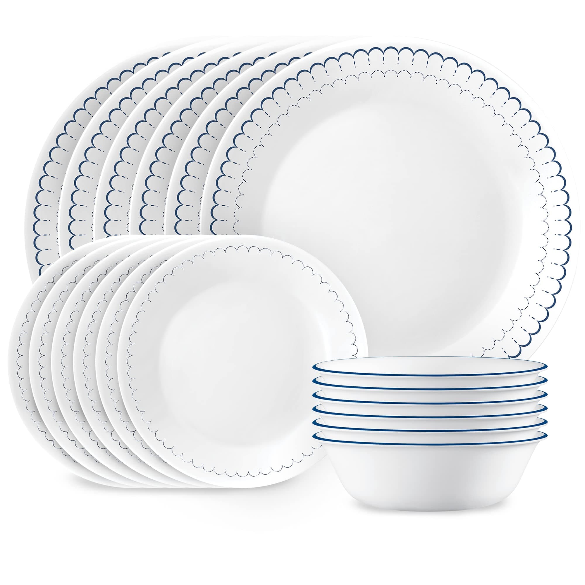 – Corelle Dinnerware Set 18-Piece, Navy, White, 1147837