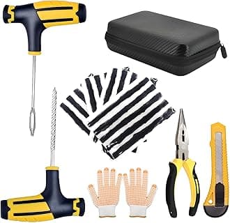 MEIEGOU Tire Repair Kit(9 piece set) Car Puncture Repair Kit, Universal Car tire ratch kit, ready to repair punctures in cars, vans, bikes and trucks, Car Tire Puncture Repair Kit -Car Accessories.