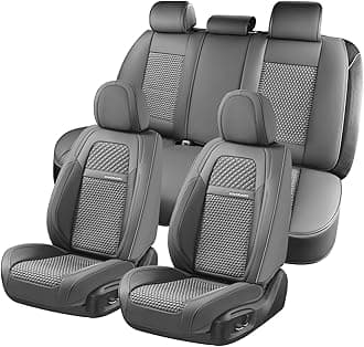 Car Seat Covers Full Set, 5 Seats Car Seat Protector, Leather Woven Universal Breathable Car Seat Cover Front Seats Back Seats, Car Seat Cushion Fit for Most Vehicles Gray