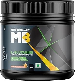 MuscleBlaze L-Glutamine Powder, Fruit Punch (41 Servings, 250g)| Post Workout Recovery | 5g Glutamine