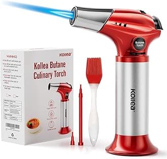 Kollea Creme Brulee Torch, Refillable Butane Torch Lighter, Kitchen Torch Food Torch with Safety Lock & Adjustable Flame for Baking, Crafts, BBQ (Gas Not Included)
