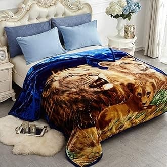 Soft Fleece Bed Blanket King Size Dolphin/Lion - 520GSM Fuzzy Cozy Luxury Warm Blanket Microfiber, 2 Ply Reversible A&B Pattern Room Home Decor Christmas Decorations, 83" x 91 inches, 5.7 LB