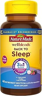 Wellblends Back To Sleep, Lower Dose Melatonin 1 mg, L theanine 100 mg and GABA 100mg, Sleep Supplement, 40 Fast Dissolve Tablets