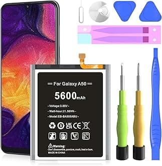 Replacement Battery for Samsung Galaxy A20/A30/ A50,5600mAh High Capacity 0 Cycle Lithium Polymer Battery for Samsung Galaxy A50 A505F /A30 SM-A305 /A20 A205FN A202F /A30s SM-A307 with Tool Kits