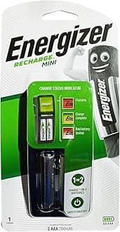 Energizer Mini Battery Charger with 2 AAA Rechargeable Batteries [Port- 2]