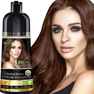 Herbishh Hair Colour Shampoo (Chestnut Brown, 500Ml) - Paraben Free, Ammonia Free Hair Color For Women & Men | Permanent Hair Dye Shampoo with 100% Grey Coverage Up To 8 Weeks