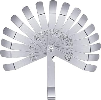 Stainless Steel Feeler Gauge Dual Marked Metric and Imperial Measuring Tool (0.005/0.127-0.02/0.508 mm, 16 Blades)
