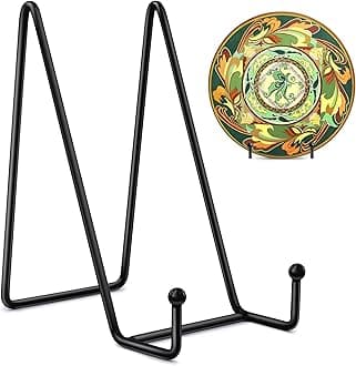Mocoosy 6 Inch Display Stands for Plate - Black Iron Easel Plate Holder Display Stands Metal Frame Holders for Photo, Pictures, Decorative Plate Dish and Tabletop Art 2 Pack