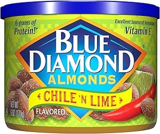 Blue Diamond Almond Chile n' Lime Flavored Tangy Snack Nuts, Non-GMO, Kosher, No Gluten Ingredients or Artificial Flavors, Great Size for On-The-Go, Lunch, Kids and Adults, 6 oz. Can