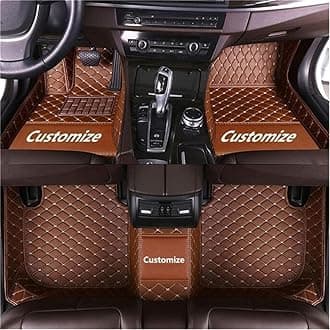Custom car Floor mats Suitable for 98% car Truck SUV,car mats All Weather Personalized,Full Coverage Luxury Car Mats, Anti-Slip Leather Floor mats.Floor Liner Car Accessories (Brown)