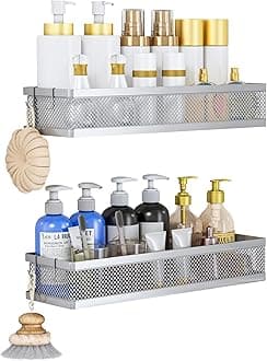 PUSDON Metal Wall Hanging Basket 2 Packs DIY Suitable for Multiple Scenes - Large Silver Grey Netting