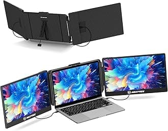 Maxfree S2 Triple Monitor for Laptop, 14'' Laptop Monitor Extender Plug & Play, 1080P HD Portable Laptop Screen Extender for 13-17'' Laptops, Compatible with Windows/Mac/Surface/Android/Switch