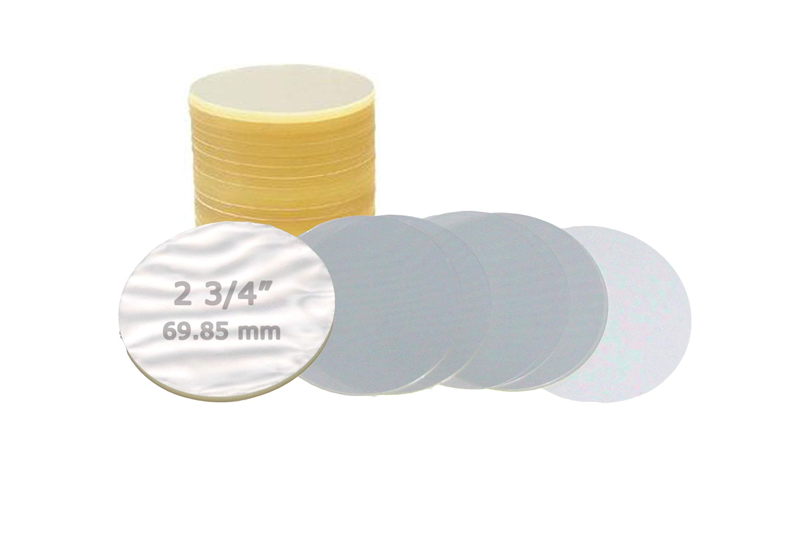 Plastic Circle Mylars for Badge A Minit 2.25" (2 3/8") Pin Badges Round Buttons (Actual Size 2 3/4" - 69.85 mm) 0.03" Thick Transparent Film Covers - 100 Pack