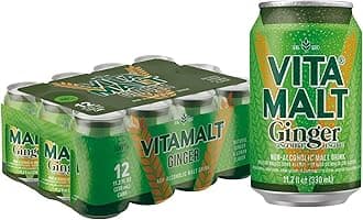 Vitamalt Ginger, Non-Alcoholic Malt Drink, 11.2 Oz Can (Pack of 12)