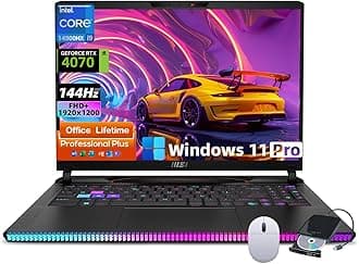 MSI Raider GE68HX Gaming Laptop - Intel 24-core i9-14900HX(Up to 5.8GHz), GeForce RTX 4070, 16" FHD+ IPS 144Hz, Backlit KB, Wi-Fi 7, MS Office Lifetime, Win 11 Pro (32GB DDR5 | 2TB SSD)