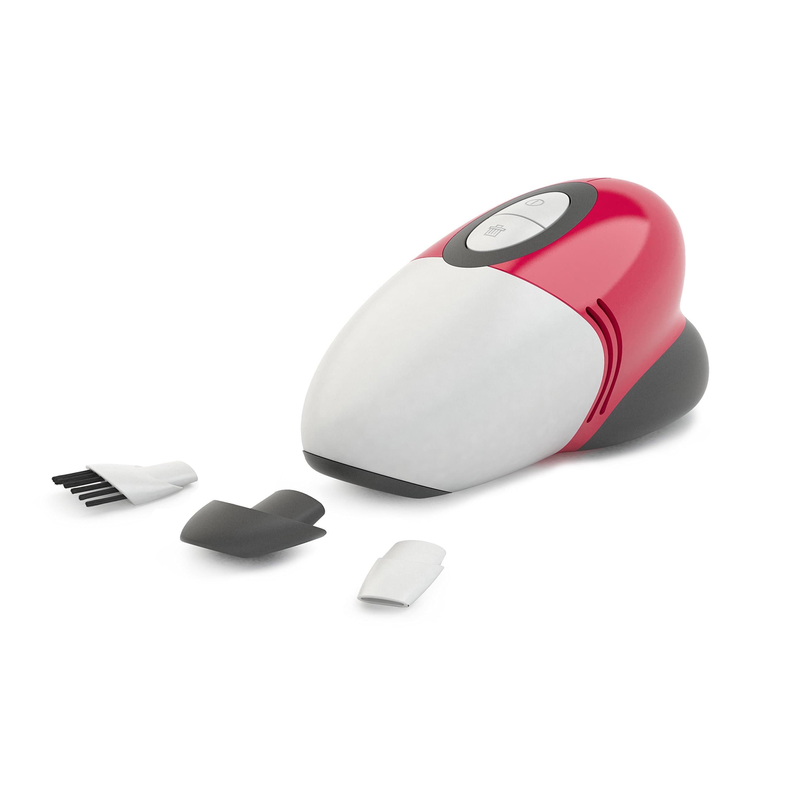 LIVION Mini Desk Vacuum Cleaner, also Suitable for Keyboards (USB/Battery Powered) (Red)