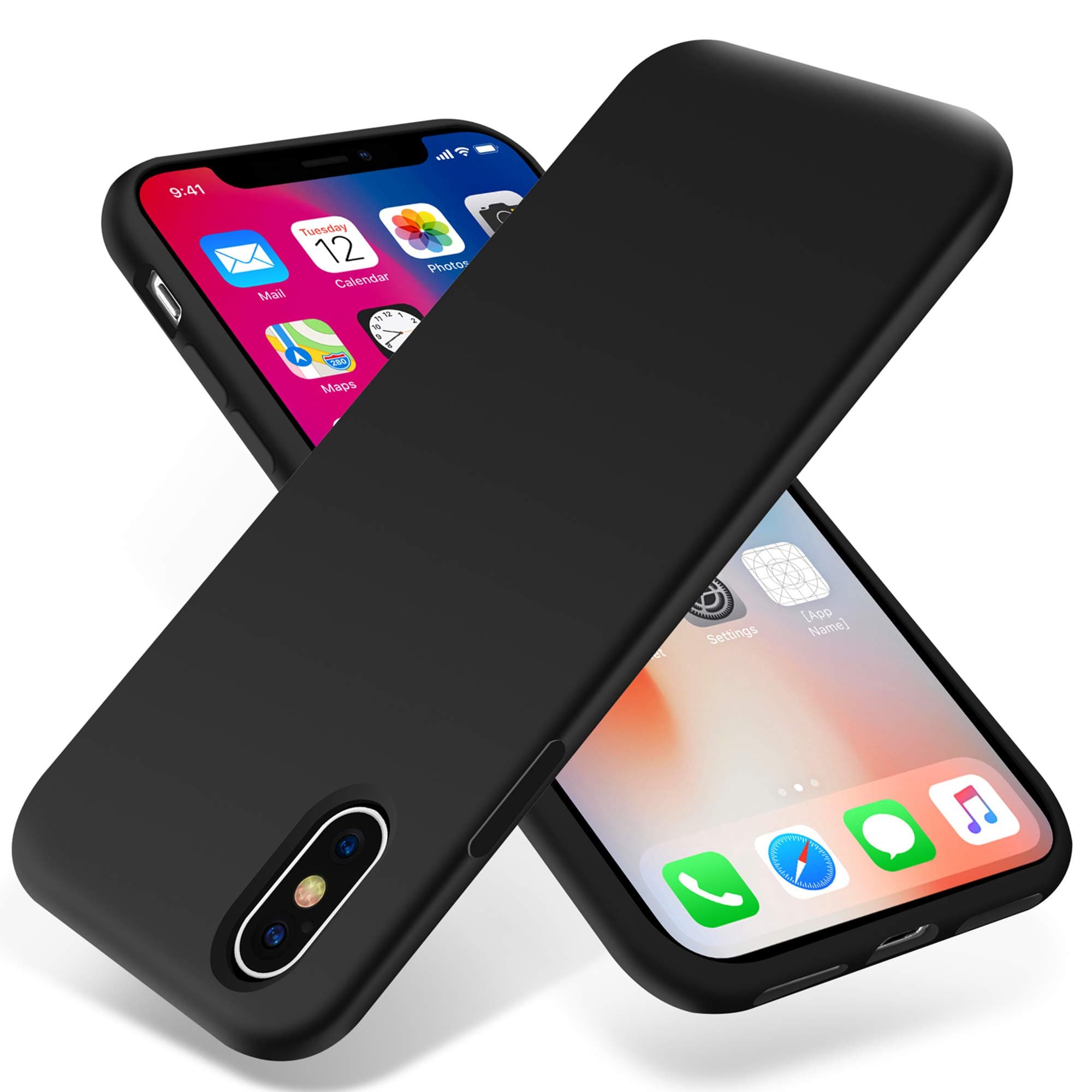 Compatible with iPhone Xs Max Case,Ultra Slim Fit iPhone Case Liquid Silicone Gel Cover with Full Body Protection Anti-Scratch Shockproof Case, [Upgraded Version] (Black)