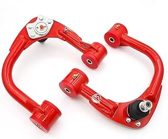 Front Upper Control Arms for 2005-2024 Toyota Tacoma, Hilux, Fortuner, 1-4" Lift Suspension, Heavy Duty Tubular, Red, 2 Count