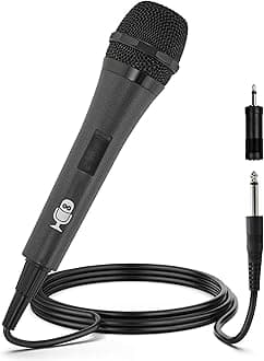 Singing Machine Wired Microphone for Karaoke, (Black) - Unidirectional Dynamic Vocal Microphone - Plug-in Microphone for Karaoke Machine, AMP, & Speaker - Mic for Singing, Public Speaking, & Parties