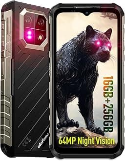 Armor 22 Rugged Phone, IP68/IP69K, 64MP Wide-Angle & 64MP Night Vision Camera, 6.58”FHD+ 120Hz Display, 16GB+256GB MTK Helio G96, 6600mAh, 33W Fast Charging, Android 14, IR Blaster - Black