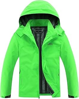 OTUMen's Lightweight Waterproof Hooded Rain Jacket Outdoor Raincoat Shell Jacket for Hiking Travel