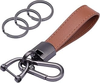 Wisdompro Genuine Leather Car Keychain, Universal Heavy Duty Key Fob Keychain Leather Key Chain Holder for Men and Women