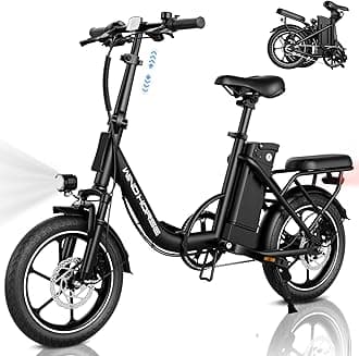 WINDHORSE Folding Electric Bike for Adults, 16" Ebike 25MPH, 35Miles Range, Removable Battery, Suspension, 630W Peak Motor, Dual Disc Brake, LED Display, Electric Bicycle for Commuter