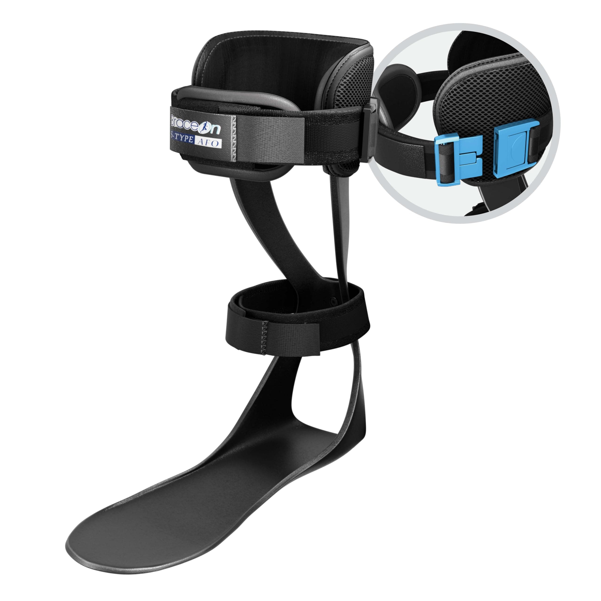 AFO S-Type - Drop Foot Stabilizer Brace, Moldable, Trimmable, Lightweight Polyethylene, Braces for Men, AFO Brace and Foot Drop Braces, Boot for Injured Foot, Men, Right