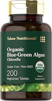 Carlyle Chlorella Tablets | 200 Count | 250 mg | Organic Blue Green Algae | Vegetarian, Non-GMO, Gluten Free Supplement | Tahoe Nutritionals