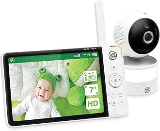 LeapFrogLF920HD Baby Monitor with Camera and Audio, 7" HD LCD Display, Color Day&Night Vision, 360 Pan-tilt, 8XZoom, Night Light, Temp & Humidity Sensor, Up to 1000ft, Secure Transmission No WiFi