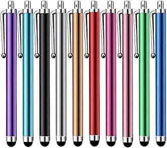 Stylus Pen [10 Pack] Universal Capacitive Touch Screen Pens for Tablets, iPad mini, iPad Pro, iPad Air, Smartphones, Samsung Galaxy - Multiple Colors