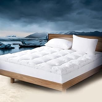 Luxury 4 inch 10 cm hotel mattress topper fluffy and ultra soft with full fitted skirt to ensure stability 5 size available Queen, White, topper2022