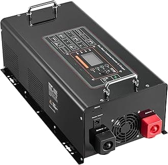 VEVOR Pure Sine Wave Inverter Charger, 6000 Watts, DC 24V to AC 120V Power Inverter with LCD Display, Remote Control, Solar Inverter for Off Grid Solar RV