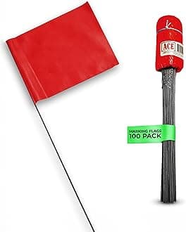 Red Marking Flags 100 Pack - 4x5-Inch Marker Flags - 15-Inch Wire - Small Yard Flags Marking Flags for Lawn, Irrigation Flags, Lawn Flags Markers, Landscape Flags, Survey Flags, Sprinkler Flags