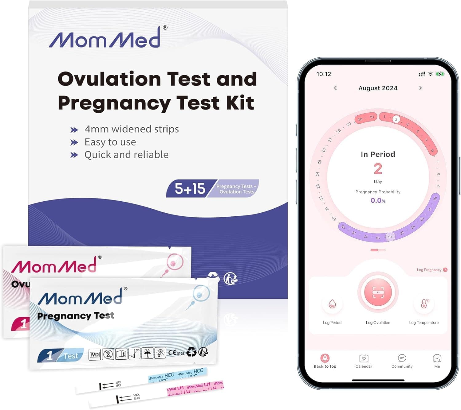 MomMed 15 Ovulation Test Strips and 5 Pregnancy Test Strips Combo Kit,Pregnancy Tests and Ovulation Predictor Kit,Accurately Track Ovulation and Detect Early Pregnancy (20 Count (Pack of 1))