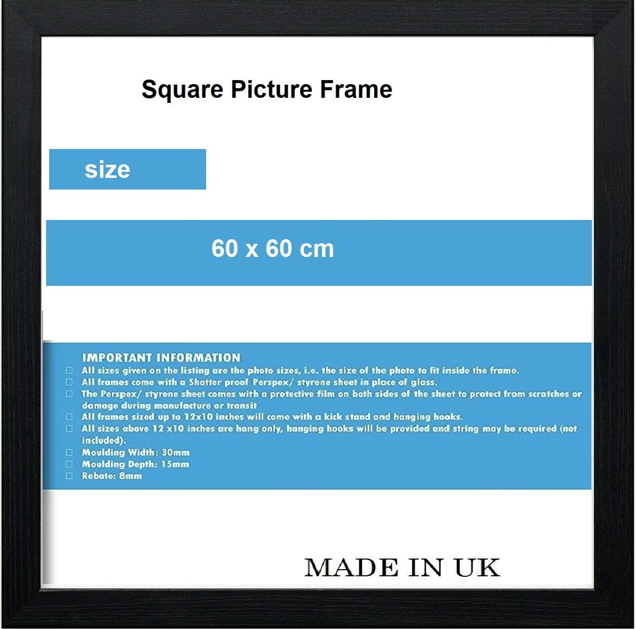 BLACK SQUARE 60 x 60 cm Picture Frame.(BLACK)