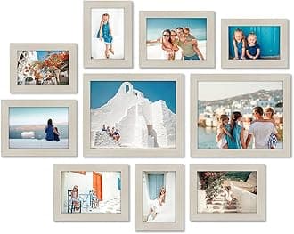 Americanflat Set of 10 Picture Frames with Shatter-Resistant Glass - Gallery Wall Frame Set with Two 8x10 Frames, Four 5x7 Frames and Four 4x6 Frames - Signature Collection - Light Wood