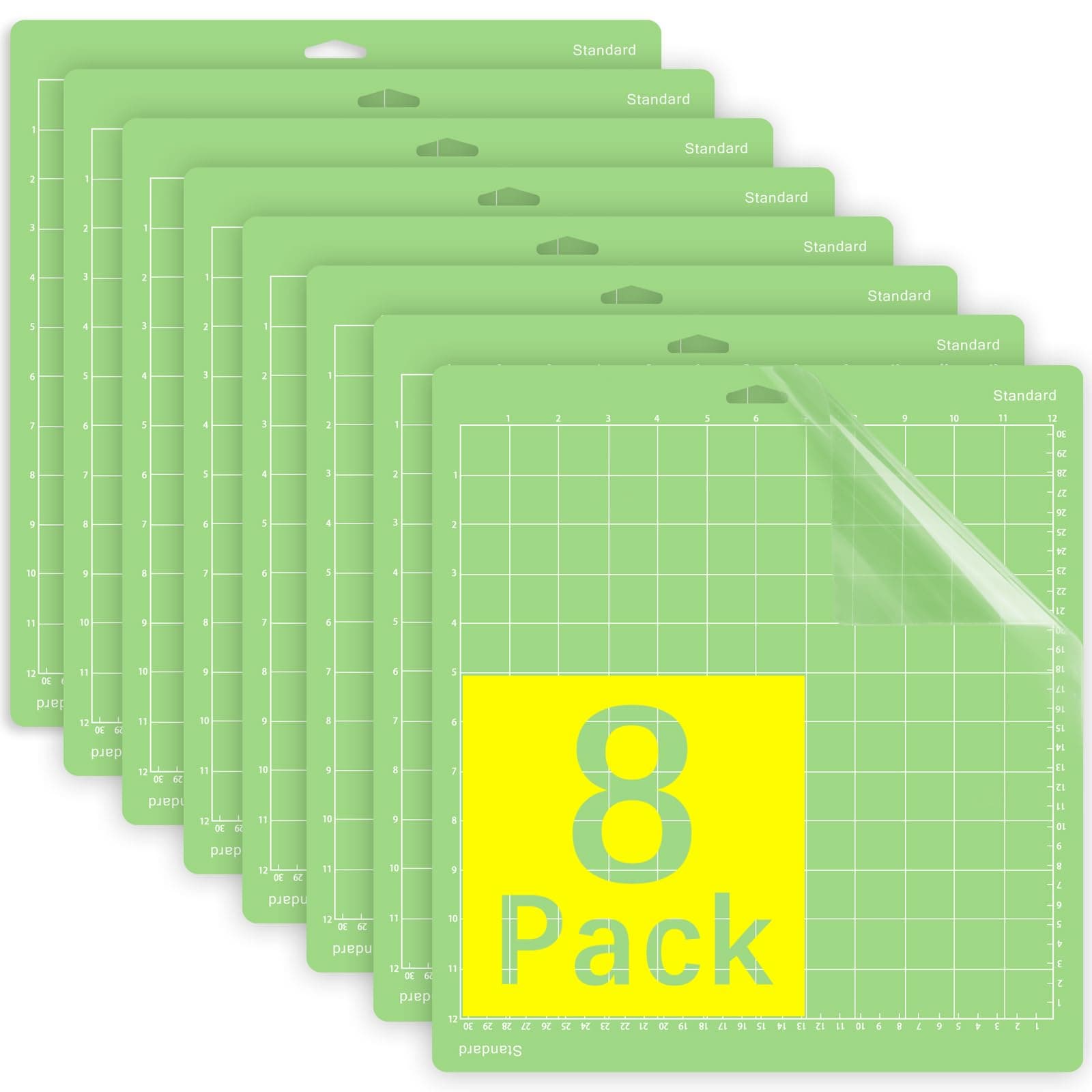 Cutting Mat, Compatible With Cricut Explore One/Air/Air 2/Maker 8 Pack 12x12 Inch Standard Green Grip Adhesive Sticky Non-Slip Durable Mat Cut Mats Replacement Accessories