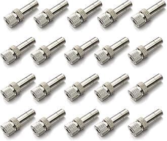 20pcs Brass Mister Nozzles, 6mm Misting Nozzles for Outdoor Cooling System, Landscaping, Air Humidification, Greenhouse Irrigation (without Filter, 0.028"/0.7mm Orifice)
