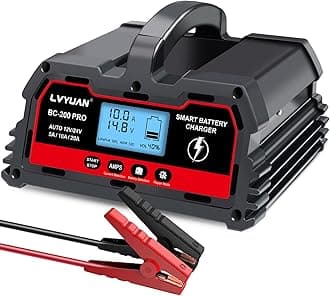 12V/24V Car Battery Charger with Trickle Charger Automotive Smart Battery Charger, Smart Battery Maintainer, 10A/20A for Car Truck Motorcycle LiFePO4 Lithium and Lead Acid Batteries
