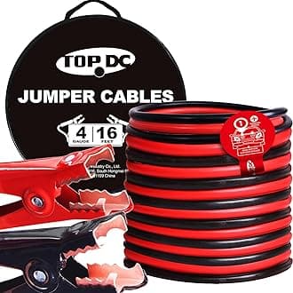 4 Gauge 16 Feet Jumper Cables for Car, SUV and Trucks Battery, Heavy Duty Automotive Booster Cables for Jump Starting Dead or Weak Batteries with Carry Bag(TD-P0416)