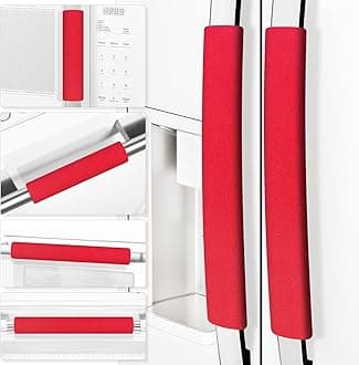 Refrigerator Door Handle Covers, Set of 6, Trimmable, Washable, Appliance Handle Covers, Fridge Door Handle Protector, Get Rid of Dirty Handprints. Timesaver, Kitchen Decor Accessories (Red)
