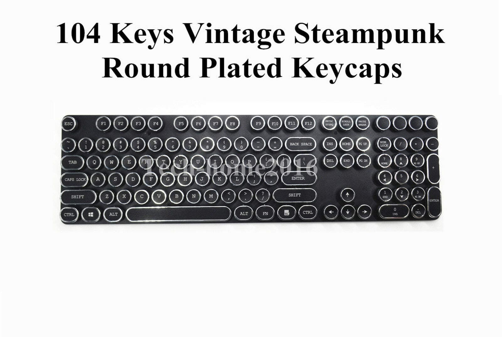FidgetFidget 104 Keys Steampunk Keycaps Artisan Key caps for Cherry MX Mechanical Keyboard Black Keycaps
