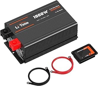 LiTime 1000W Pure Sine Wave Inverter 12V DC to 120V AC Converter for RV, Truck, Off-Grid Solar Car Power Inverter with 3 AC Outlets, 5V 2.4A USB, Type-C Port, Remote Controller, 2000W Peak