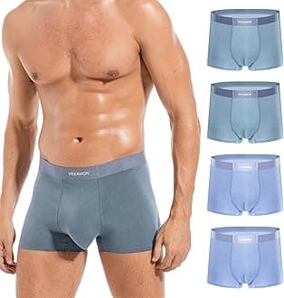 Mens Ice Silk Underwear 4-Pack Boxer Briefs Ice Sikn Comfortable Soft Trunks Underwear With Gift Box