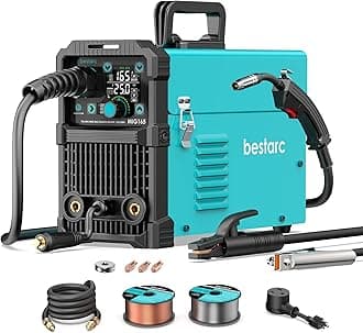 bestarc 165A MIG Welder, 110V 220V 4 in 1 Gas/Flux Core MIG/Lift TIG/Stick Welder Machine, Large LED Display Welding Machine, IGBT Inverter Welder MIG165 Soild Gasless Synergy MIG Welder